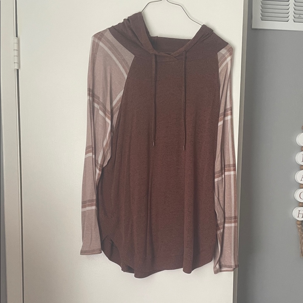 Maurices Brown Textured Knit Hoodie